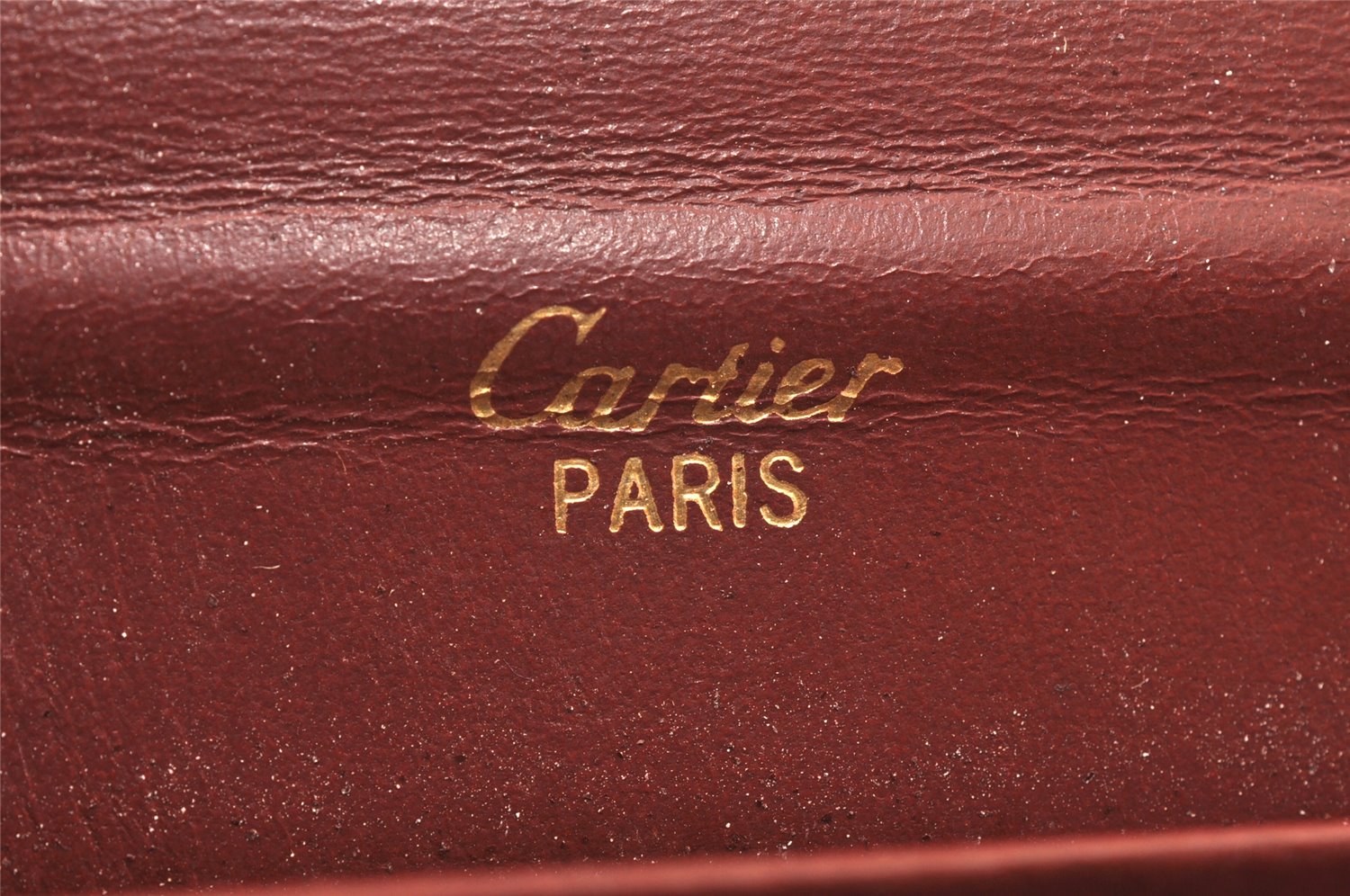 Authentic Cartier Must de Cartier Clutch Bag Leather Bordeaux Red Junk 5441K