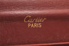 Authentic Cartier Must de Cartier Clutch Bag Leather Bordeaux Red Junk 5441K