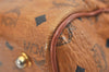 Authentic MCM Vintage Visetos Leather 2Way Hand Boston Bag Purse Brown 5443J