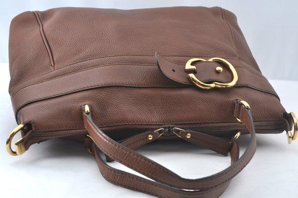 Authentic GUCCI Ride Vintage 2Way Shoulder Tote Bag Leather 269963 Brown 5445J