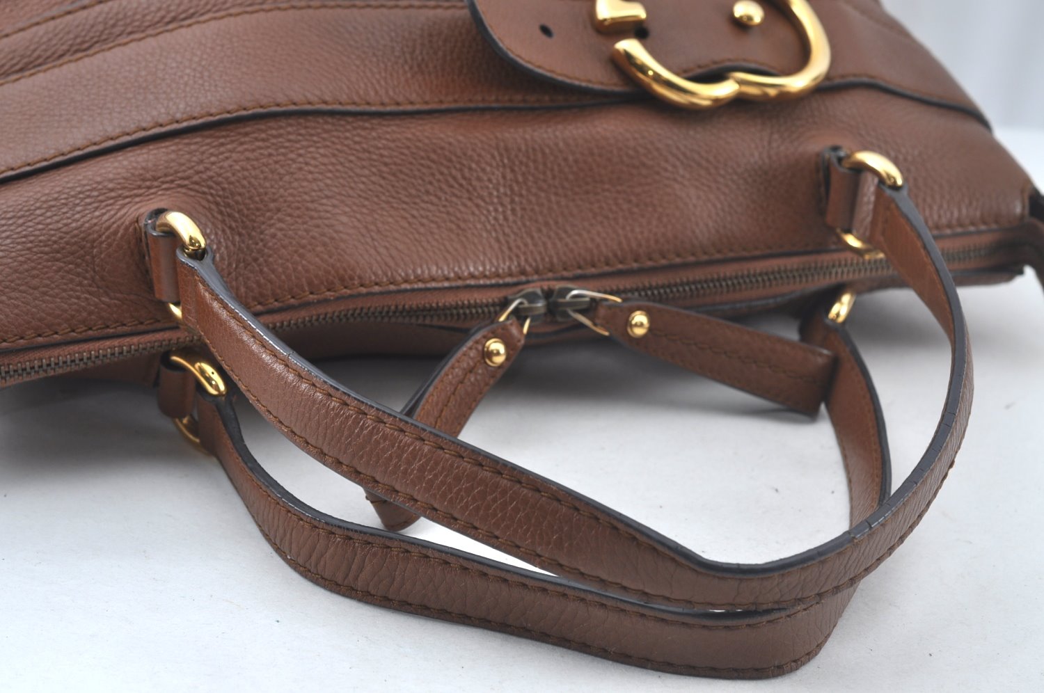 Authentic GUCCI Ride Vintage 2Way Shoulder Tote Bag Leather 269963 Brown 5445J