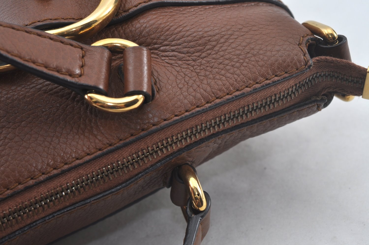 Authentic GUCCI Ride Vintage 2Way Shoulder Tote Bag Leather 269963 Brown 5445J