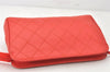 Authentic CHANEL Vintage Caviar Skin Bicolore Pouch Purse Red Junk 5445K