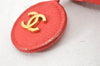 Authentic CHANEL Vintage Caviar Skin Bicolore Pouch Purse Red Junk 5445K