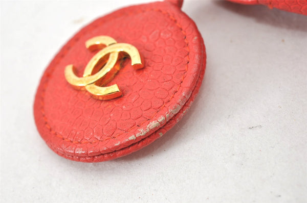 Authentic CHANEL Vintage Caviar Skin Bicolore Pouch Purse Red Junk 5445K
