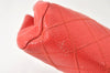 Authentic CHANEL Vintage Caviar Skin Bicolore Pouch Purse Red Junk 5445K
