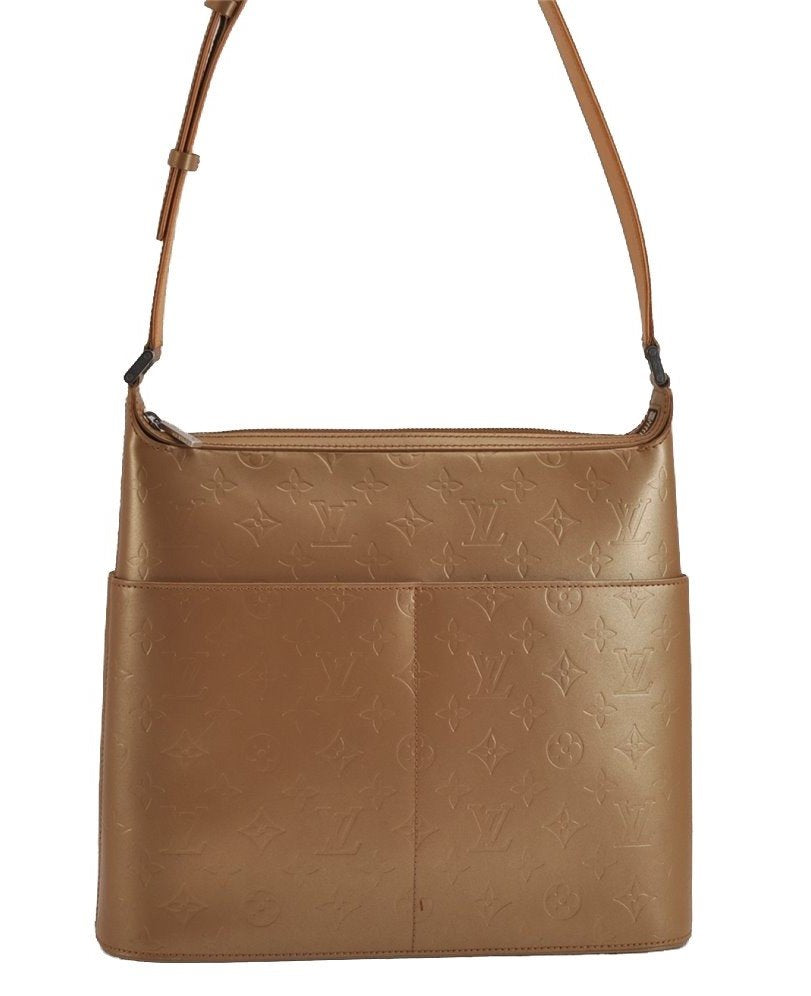 Auth Louis Vuitton Monogram Mat Sutter Shoulder Cross Bag Gold M55167 LV 5446J