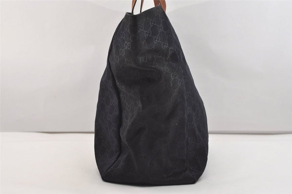 Authentic GUCCI Shoulder Tote Bag GG Nylon Leather 286198 Navy Blue 5447J