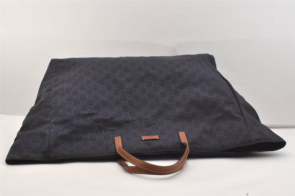 Authentic GUCCI Shoulder Tote Bag GG Nylon Leather 286198 Navy Blue 5447J