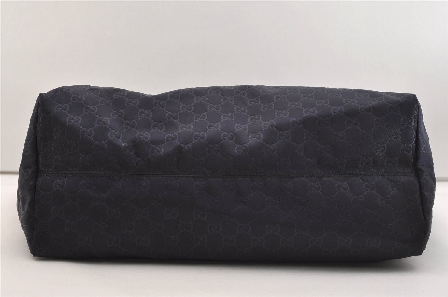 Authentic GUCCI Shoulder Tote Bag GG Nylon Leather 286198 Navy Blue 5447J