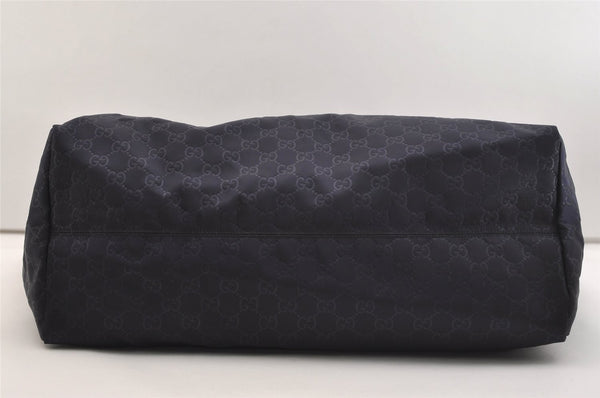 Authentic GUCCI Shoulder Tote Bag GG Nylon Leather 286198 Navy Blue 5447J