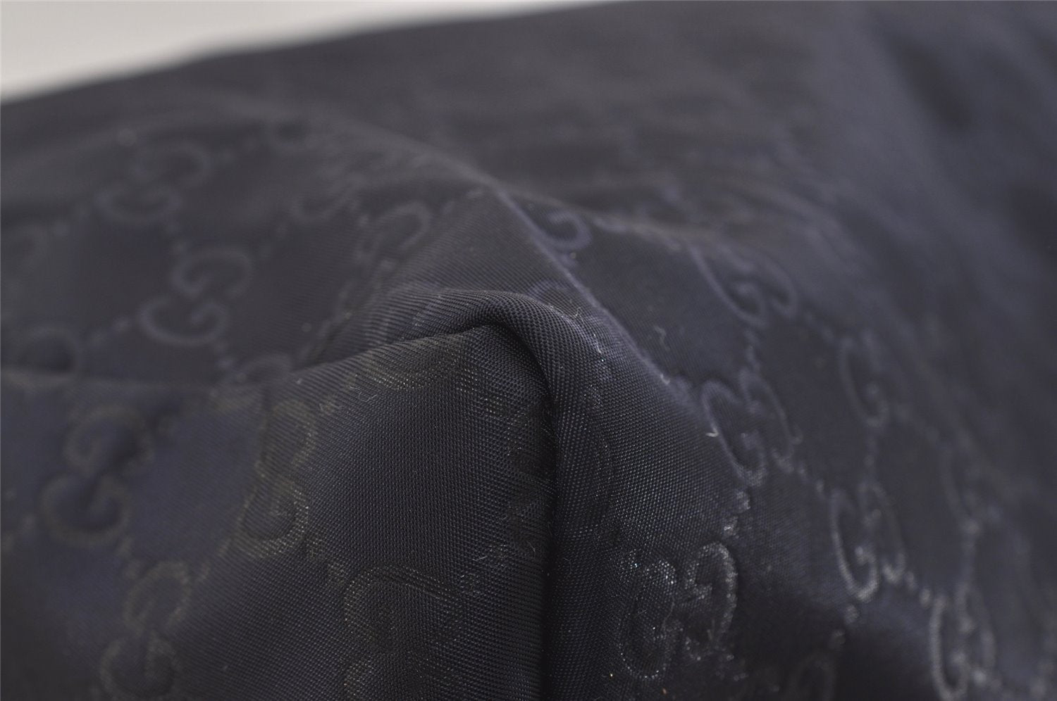 Authentic GUCCI Shoulder Tote Bag GG Nylon Leather 286198 Navy Blue 5447J