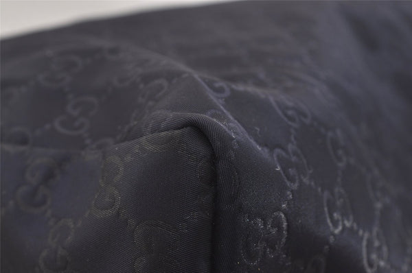 Authentic GUCCI Shoulder Tote Bag GG Nylon Leather 286198 Navy Blue 5447J