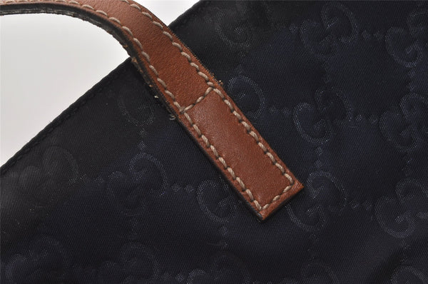 Authentic GUCCI Shoulder Tote Bag GG Nylon Leather 286198 Navy Blue 5447J