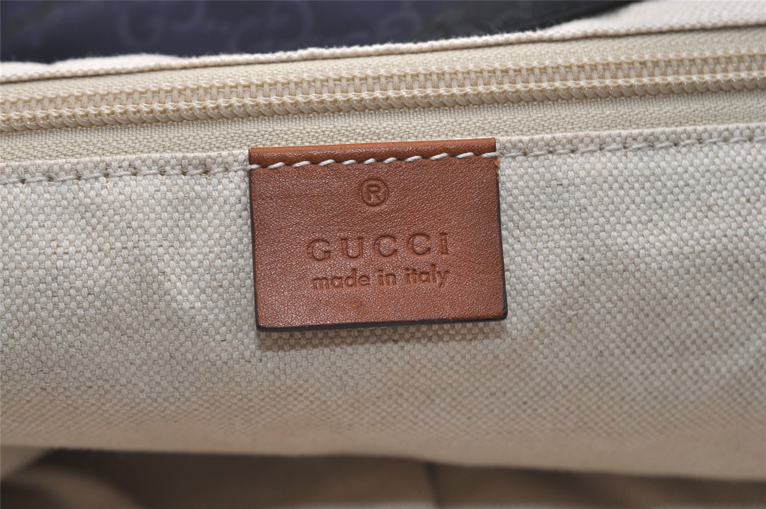 Authentic GUCCI Shoulder Tote Bag GG Nylon Leather 286198 Navy Blue 5447J