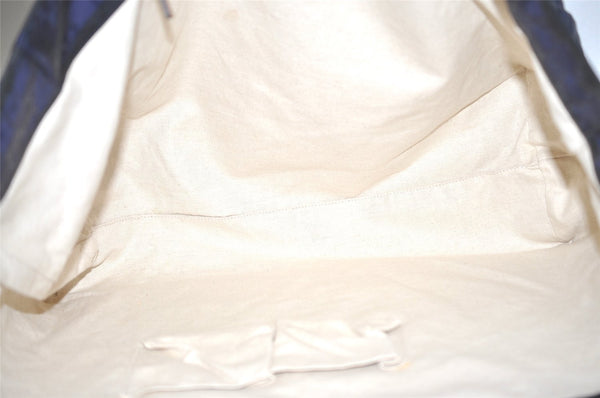 Authentic GUCCI Shoulder Tote Bag GG Nylon Leather 286198 Navy Blue 5447J