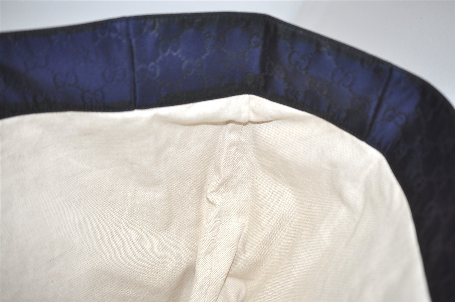 Authentic GUCCI Shoulder Tote Bag GG Nylon Leather 286198 Navy Blue 5447J