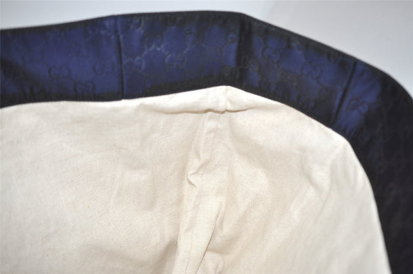 Authentic GUCCI Shoulder Tote Bag GG Nylon Leather 286198 Navy Blue 5447J