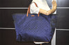 Authentic GUCCI Shoulder Tote Bag GG Nylon Leather 286198 Navy Blue 5447J