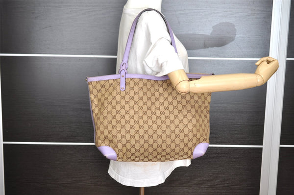 Authentic GUCCI Craft Shoulder Tote Bag GG Canvas Leather 247209 Brown 5452I