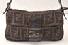 Authentic FENDI Mamma Baguette Shoulder Hand Bag Wool Leather Brown 5452K