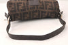 Authentic FENDI Mamma Baguette Shoulder Hand Bag Wool Leather Brown 5452K