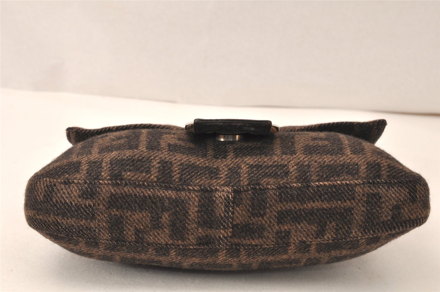 Authentic FENDI Mamma Baguette Shoulder Hand Bag Wool Leather Brown 5452K