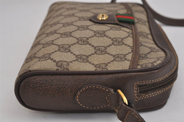Authentic GUCCI Web Sherry Line Shoulder Bag GG PVC Leather Brown Junk 5453J