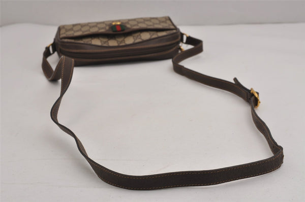 Authentic GUCCI Web Sherry Line Shoulder Bag GG PVC Leather Brown Junk 5453J