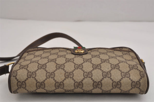 Authentic GUCCI Web Sherry Line Shoulder Bag GG PVC Leather Brown Junk 5453J