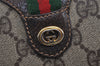 Authentic GUCCI Web Sherry Line Shoulder Bag GG PVC Leather Brown Junk 5453J