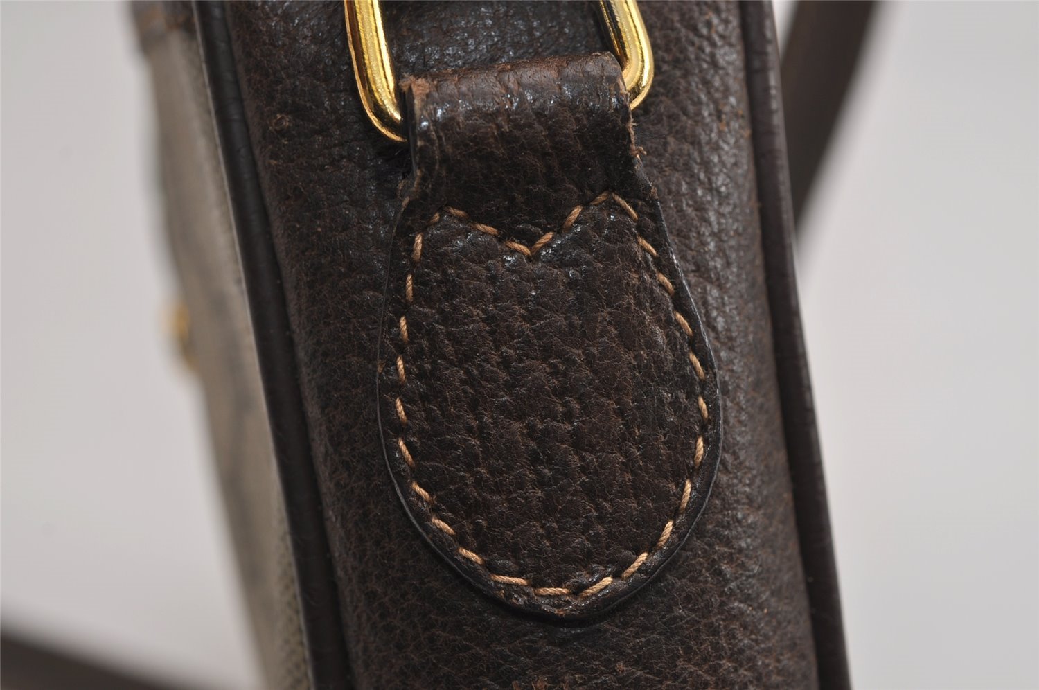 Authentic GUCCI Web Sherry Line Shoulder Bag GG PVC Leather Brown Junk 5453J