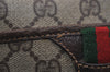 Authentic GUCCI Web Sherry Line Shoulder Bag GG PVC Leather Brown Junk 5453J