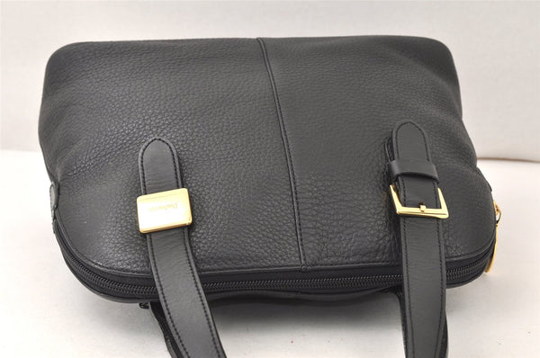 Authentic Burberrys Vintage Leather Hand Bag Black 5453K