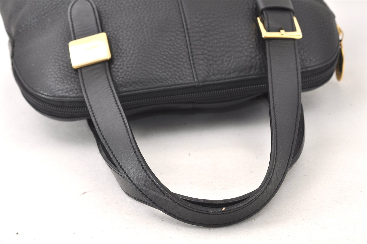 Authentic Burberrys Vintage Leather Hand Bag Black 5453K