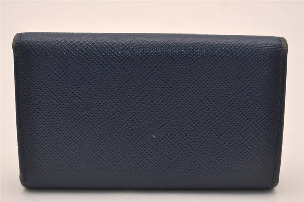 Authentic PRADA SAFFIANO METAL Leather 4 Hooks Key Case 1PG004 Navy Box 5457J