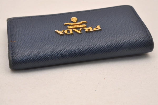 Authentic PRADA SAFFIANO METAL Leather 4 Hooks Key Case 1PG004 Navy Box 5457J