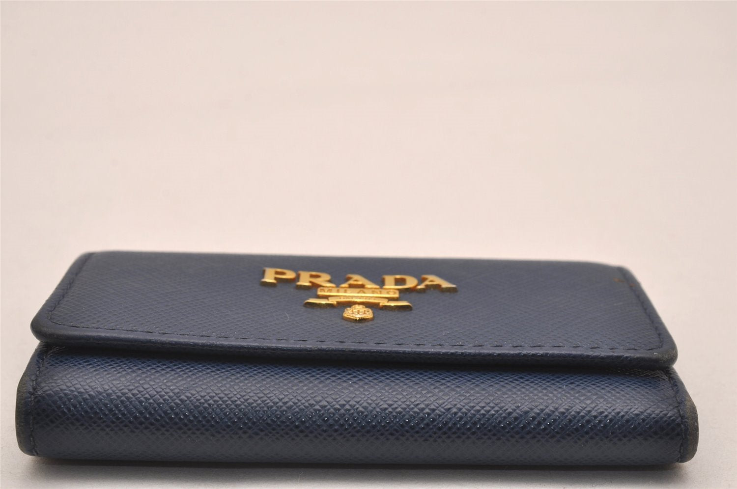 Authentic PRADA SAFFIANO METAL Leather 4 Hooks Key Case 1PG004 Navy Box 5457J