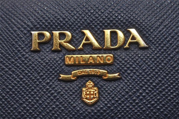 Authentic PRADA SAFFIANO METAL Leather 4 Hooks Key Case 1PG004 Navy Box 5457J