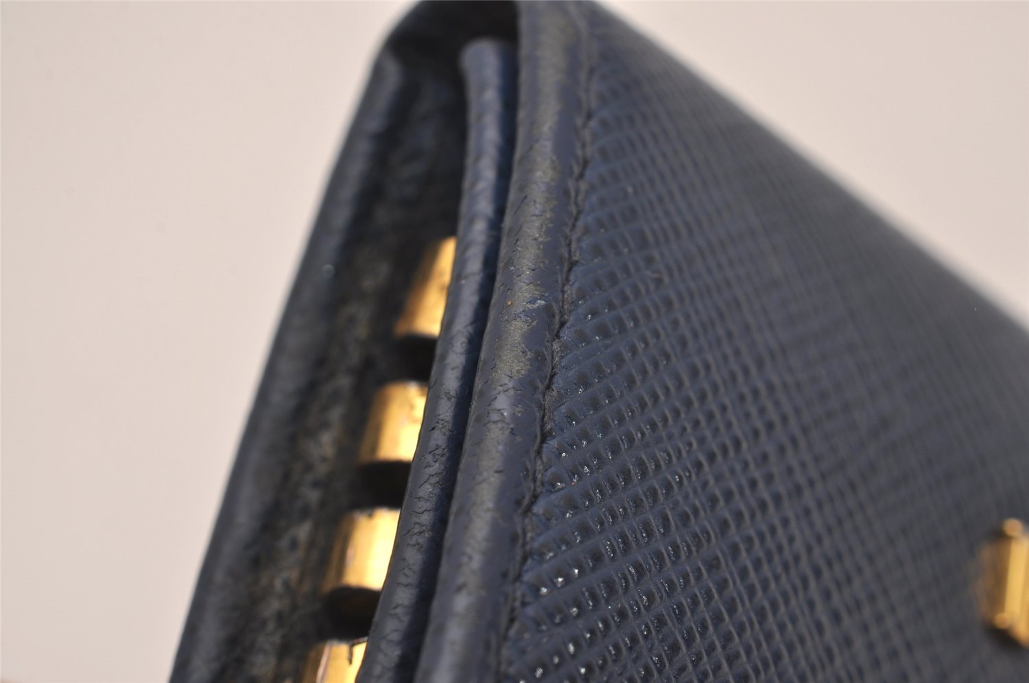 Authentic PRADA SAFFIANO METAL Leather 4 Hooks Key Case 1PG004 Navy Box 5457J