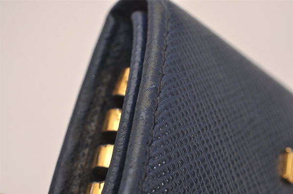 Authentic PRADA SAFFIANO METAL Leather 4 Hooks Key Case 1PG004 Navy Box 5457J