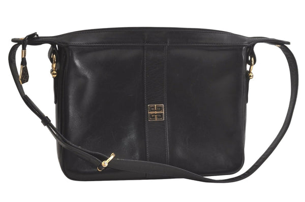 Authentic GIVENCHY Vintage Leather Shoulder Cross Body Bag Purse Black 5458K