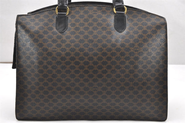 Authentic CELINE Macadam Blason Pattern Hand Tote Bag PVC Leather Black 5459K