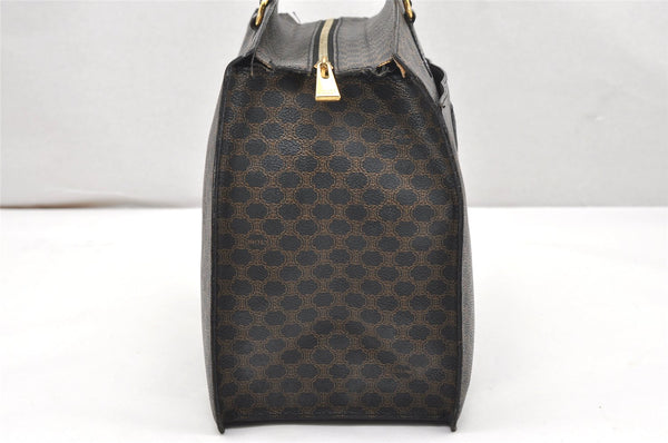 Authentic CELINE Macadam Blason Pattern Hand Tote Bag PVC Leather Black 5459K