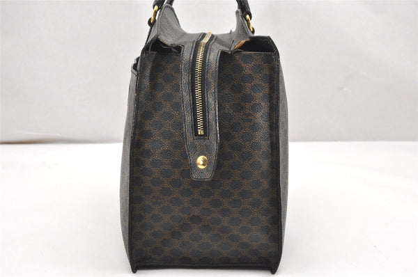 Authentic CELINE Macadam Blason Pattern Hand Tote Bag PVC Leather Black 5459K