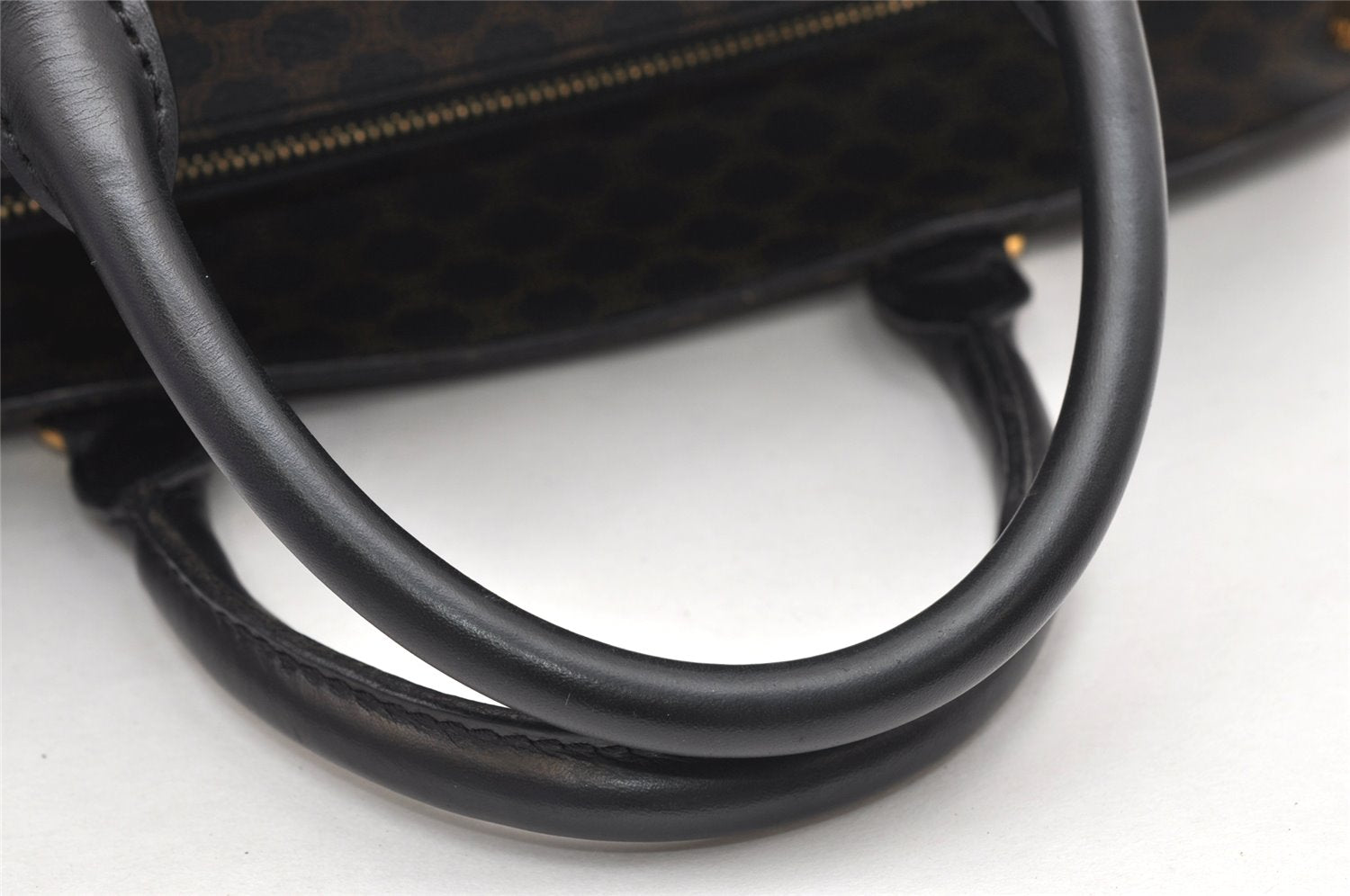 Authentic CELINE Macadam Blason Pattern Hand Tote Bag PVC Leather Black 5459K
