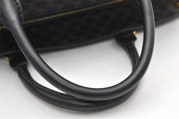 Authentic CELINE Macadam Blason Pattern Hand Tote Bag PVC Leather Black 5459K