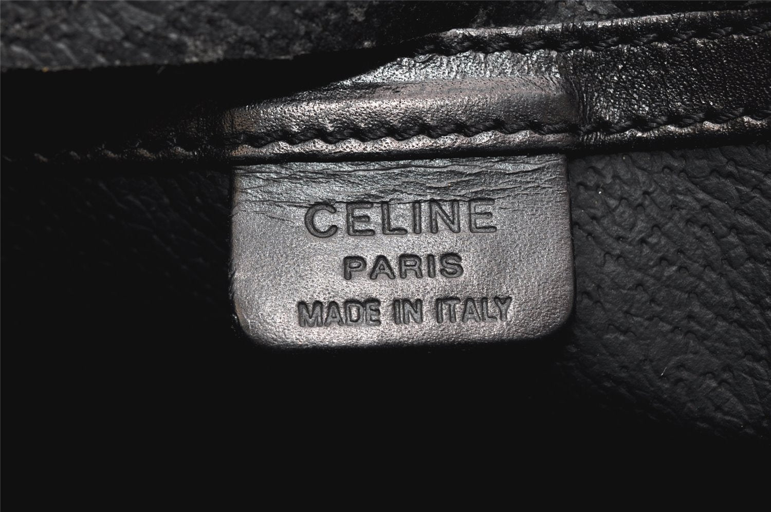 Authentic CELINE Macadam Blason Pattern Hand Tote Bag PVC Leather Black 5459K