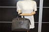 Authentic CELINE Macadam Blason Pattern Hand Tote Bag PVC Leather Black 5459K