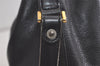 Authentic Christian Dior Shoulder Drawstring Bag Purse Leather Black Junk 5460K